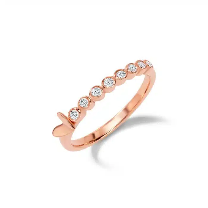 Flutter Heart Rose Gold Diamond Ring