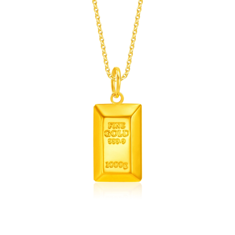 SK Jewellery Gold Bar 999 Pure Gold Pendant (Matte) | SK Jewellery