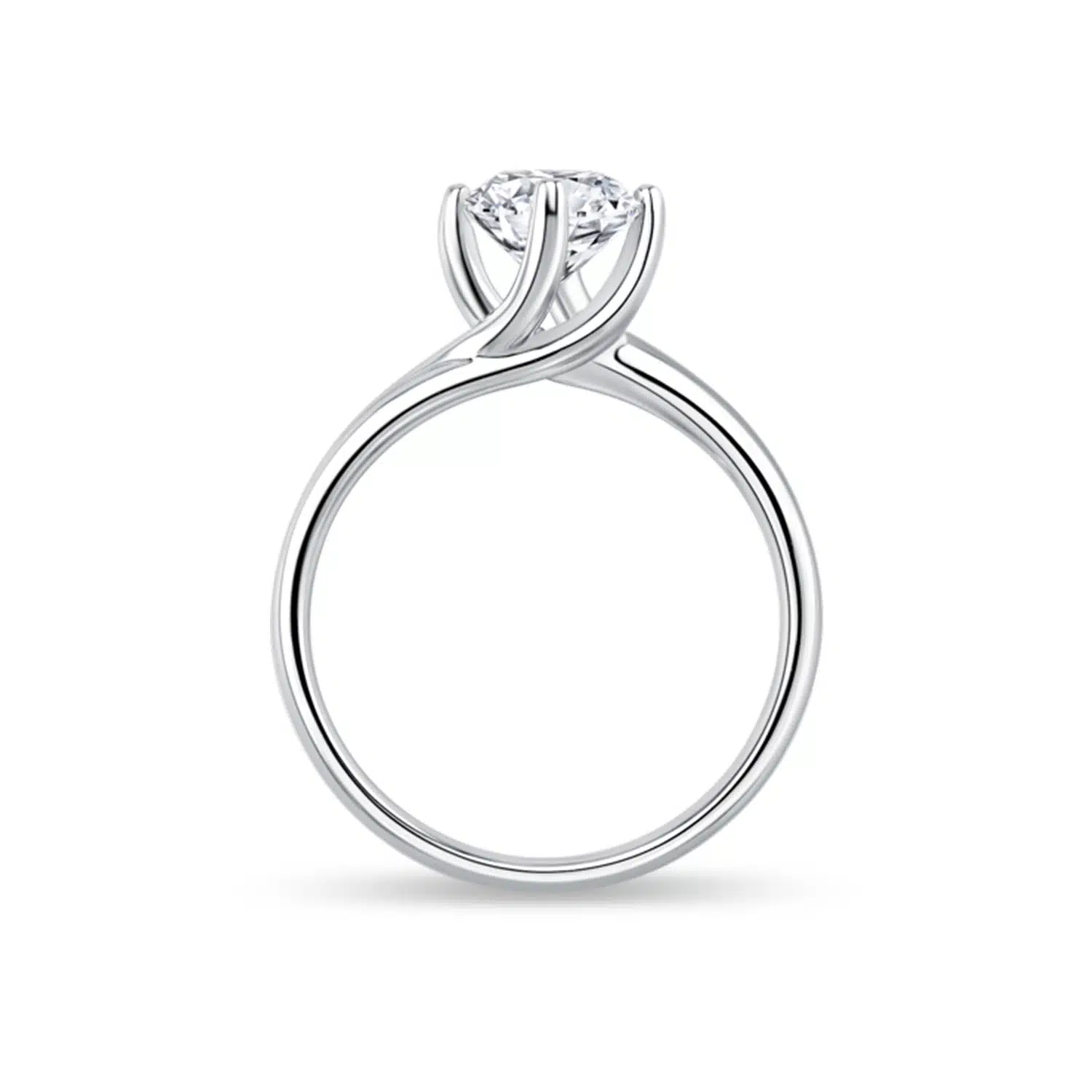 SK SOLITAIRE RING in 18k or 14k white gold twirl setting STAR CARAT CLASSIC TWIRL
