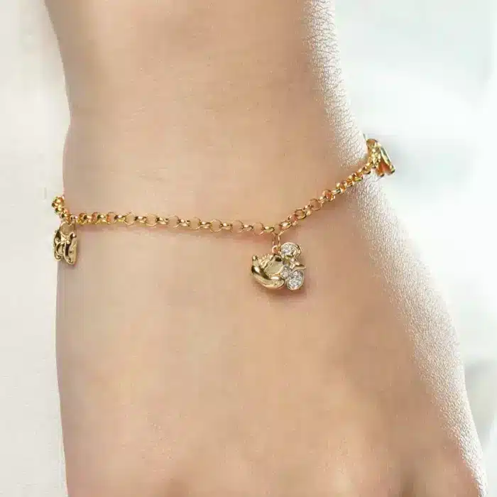 Dazzling Minnie Charm Set 10K Bracelet