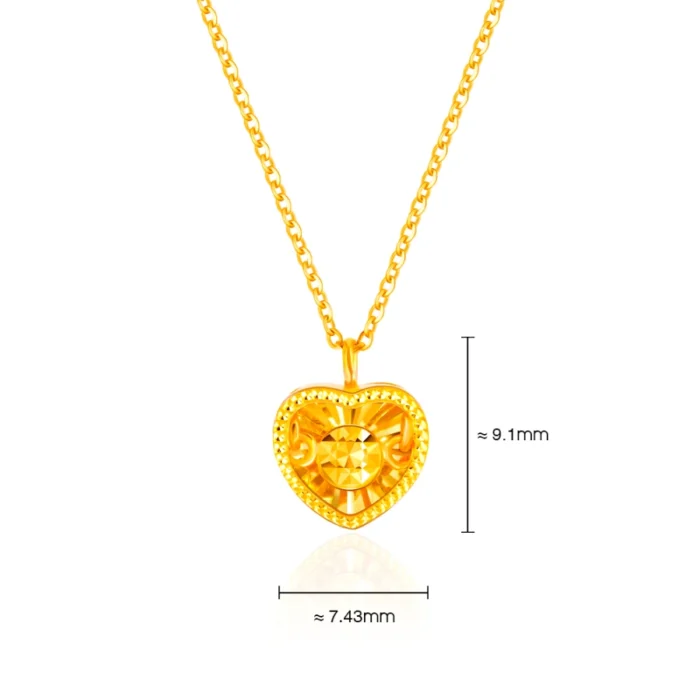 SK 916 BEATING HEART GOLD NECKLACE & PENDANT FOR WOMEN