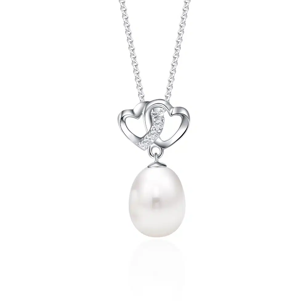 Twin Hearts Pearl Pendant | SK Jewellery