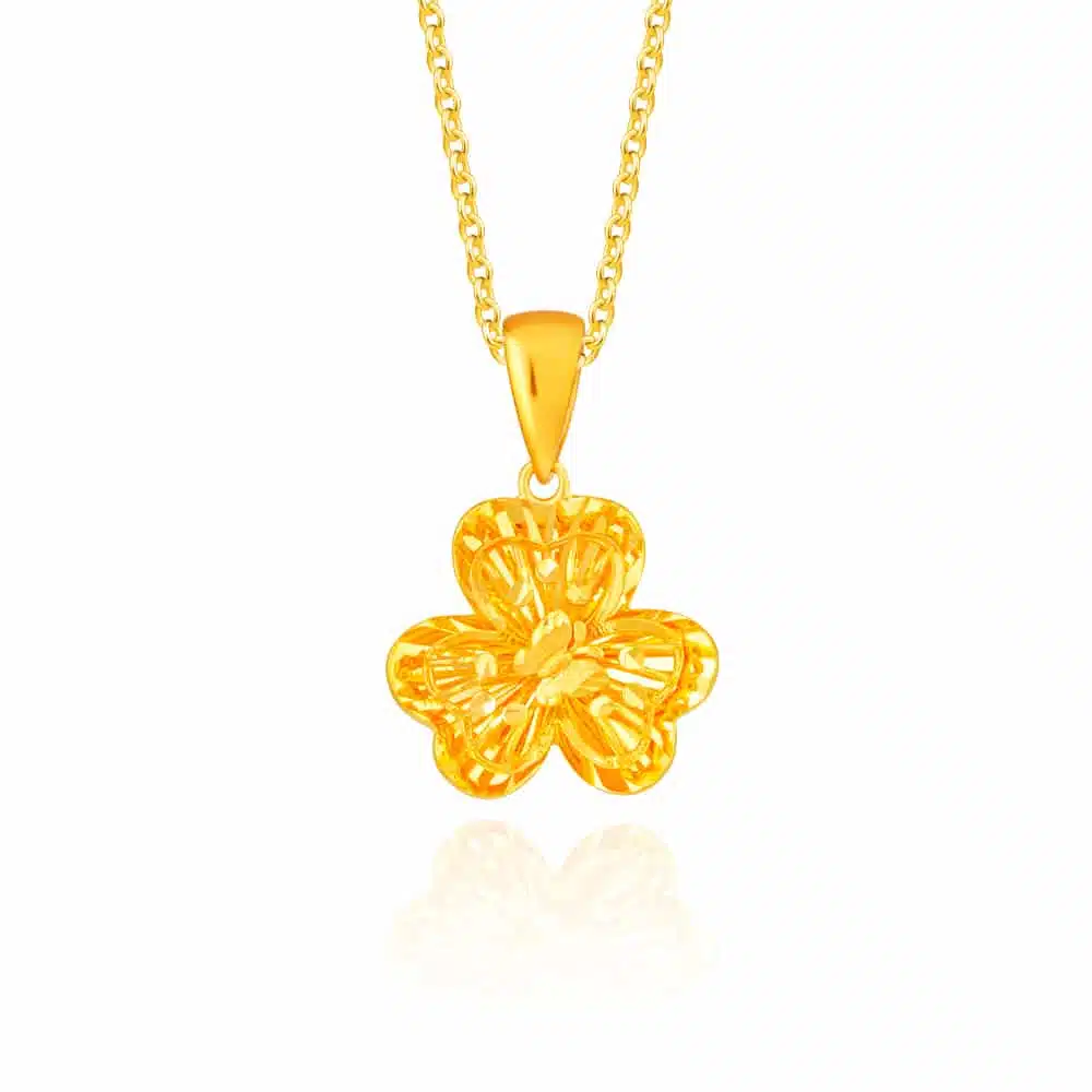 SK 916 Flutter Clover Gold Pendant | SK Jewellery