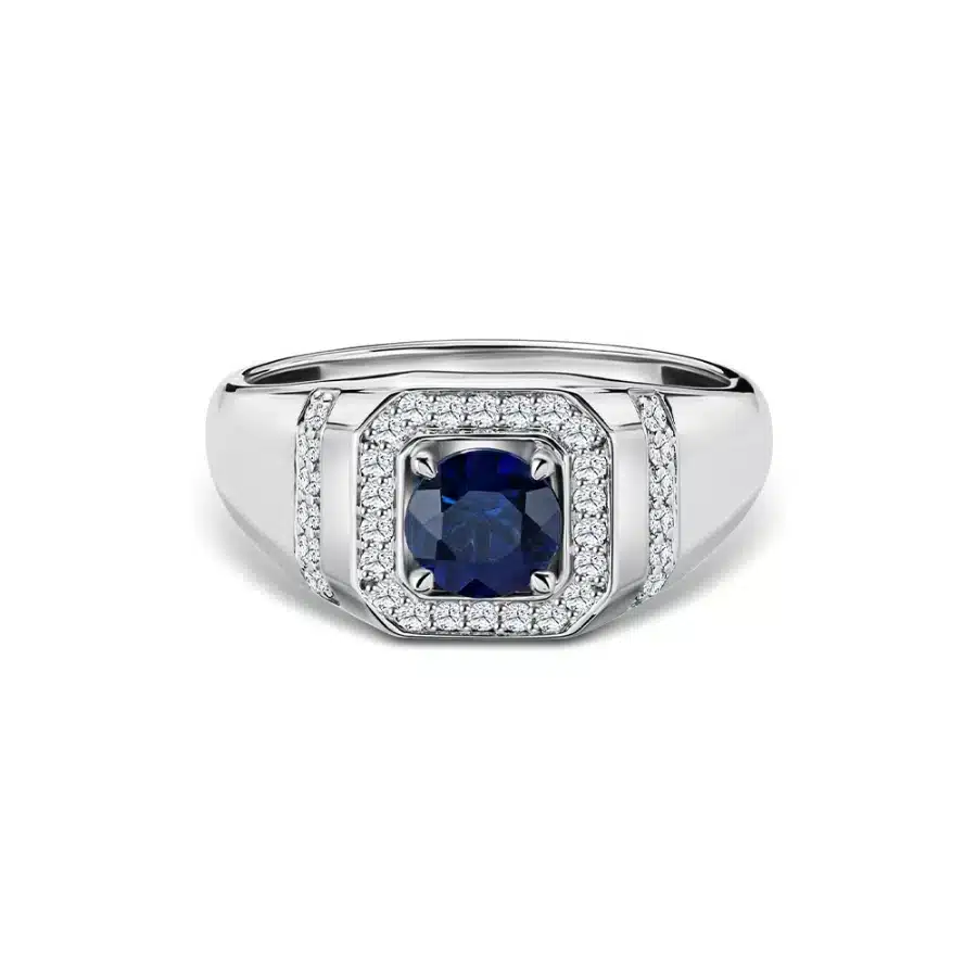 Asscher Outline Galaxy Sapphire Ring | SK Jewellery