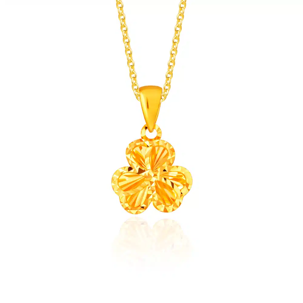 SK 916 Clover Twirl Gold Pendant | SK Jewellery