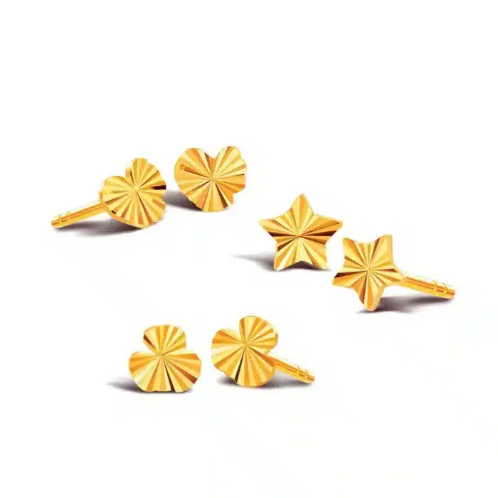 SK 916 Frilled Gold Earrings Set