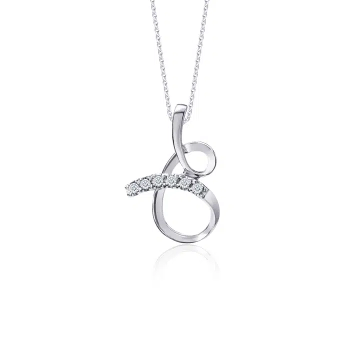 SK diamond necklace featuring a sleek modern design with sparkling lab grown diamonds in white gold