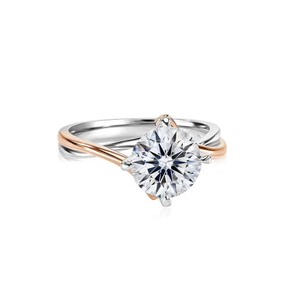 white and rose gold used to design the ring