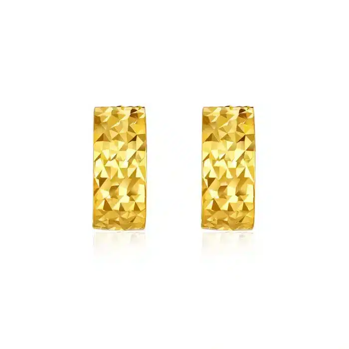 SK earrings malaysia with rounded hoop with texture design in 916 gold