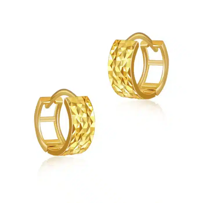 SK 916 Rounded Rustic Hoop Gold Earrings