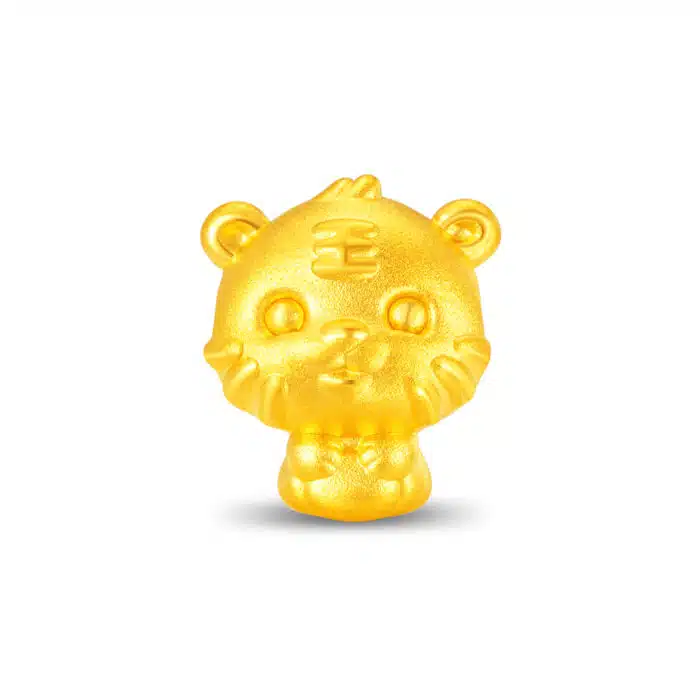 Fortune Blessing Zodiac Tiger 999 Gold Charm