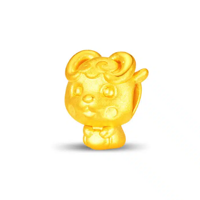 Fortune Blessing Zodiac Goat 999 Gold Charm