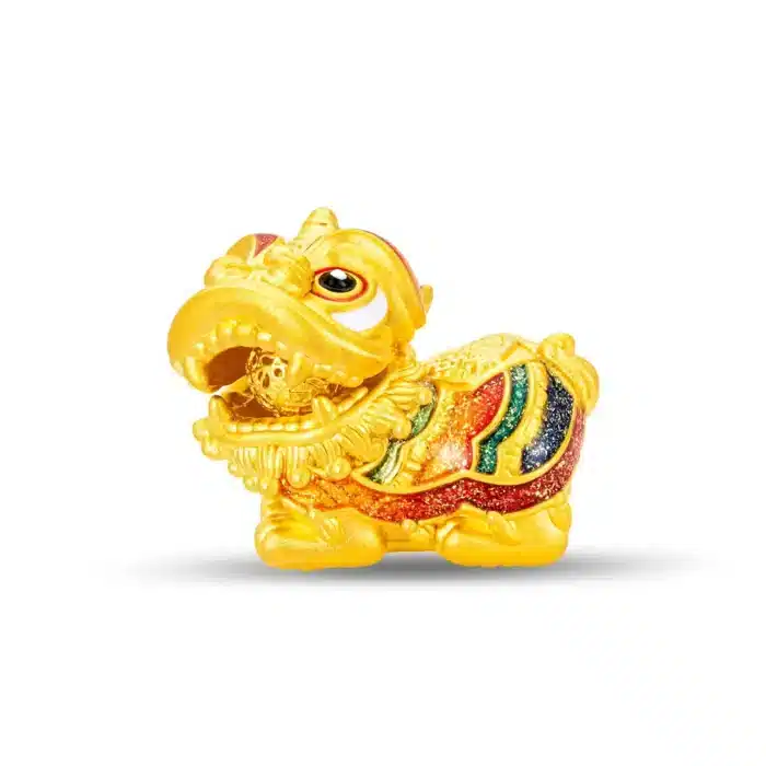 Treasure Maw Lion Dance 999 Pure Gold Charm