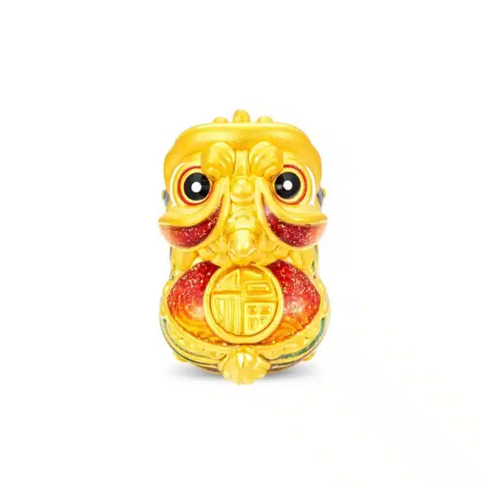 Wealth Blessing Lion Dance 999 Pure Gold Charm