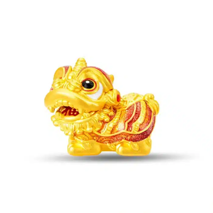 Fortune Roar Lion Dance 999 Pure Gold Charm