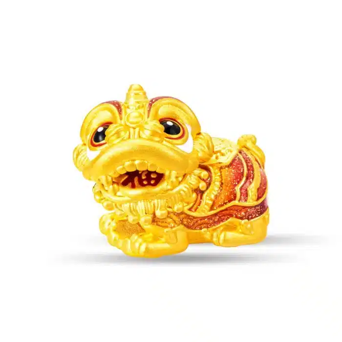 Fortune Roar Lion Dance 999 Pure Gold Charm