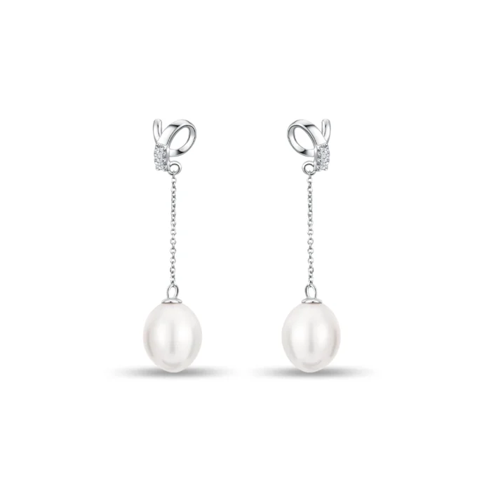 Celestial Sparkle Diamond Pearl Drop Earring