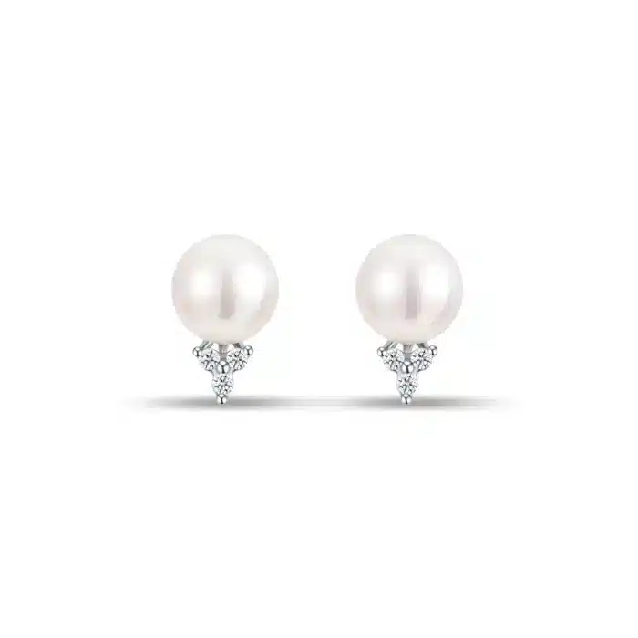 Empyreal Trine Diamond Pearl Earrings