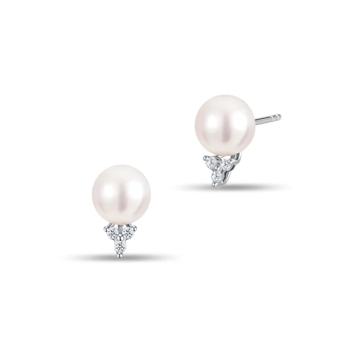 Empyreal Trine Diamond Pearl Earrings