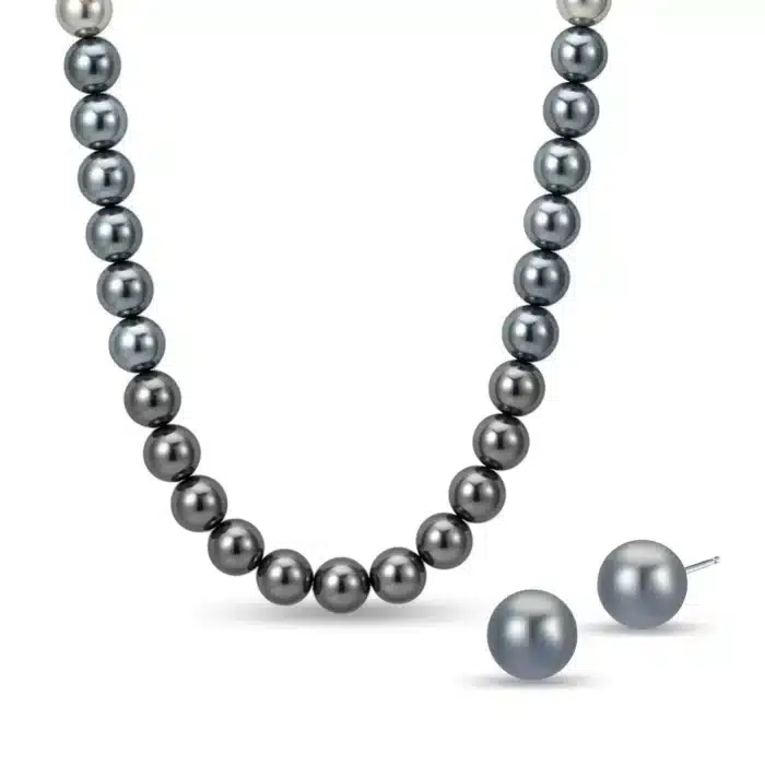 Gradient Pearl Shine Pearls Necklace & Earrings Bundle