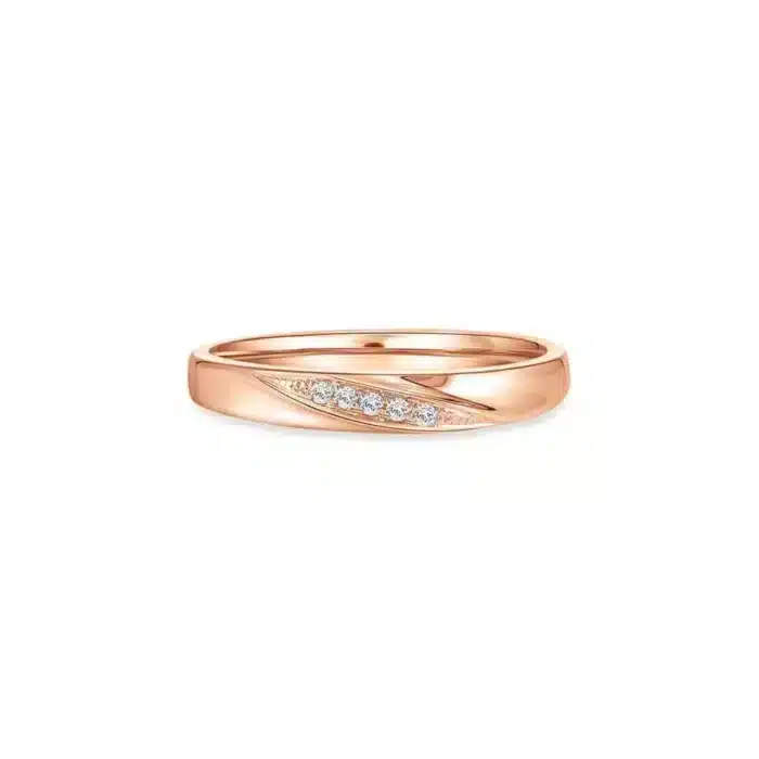 Momento Love Swirl Rose Gold Diamond Wedding Band