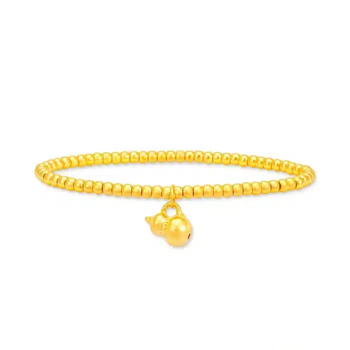 Elegant Polished Gourd 999 Pure Gold Bracelet