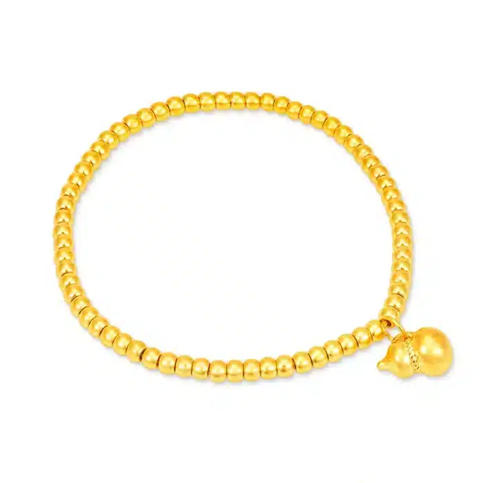 Elegant Polished Gourd 999 Pure Gold Bracelet