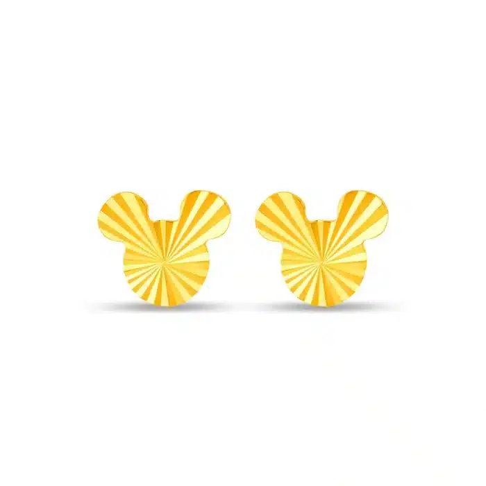 Frilled Mickey 999 Pure Gold Earrings