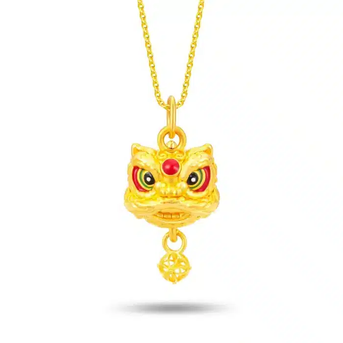 Festive Lion Dance 999 Pure Gold Pendant