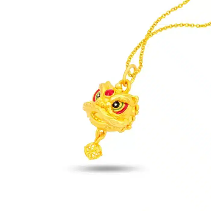 Festive Lion Dance 999 Pure Gold Pendant