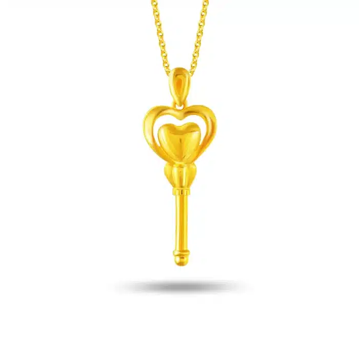 Eternal Heart Key 999 Pure Gold Pendant