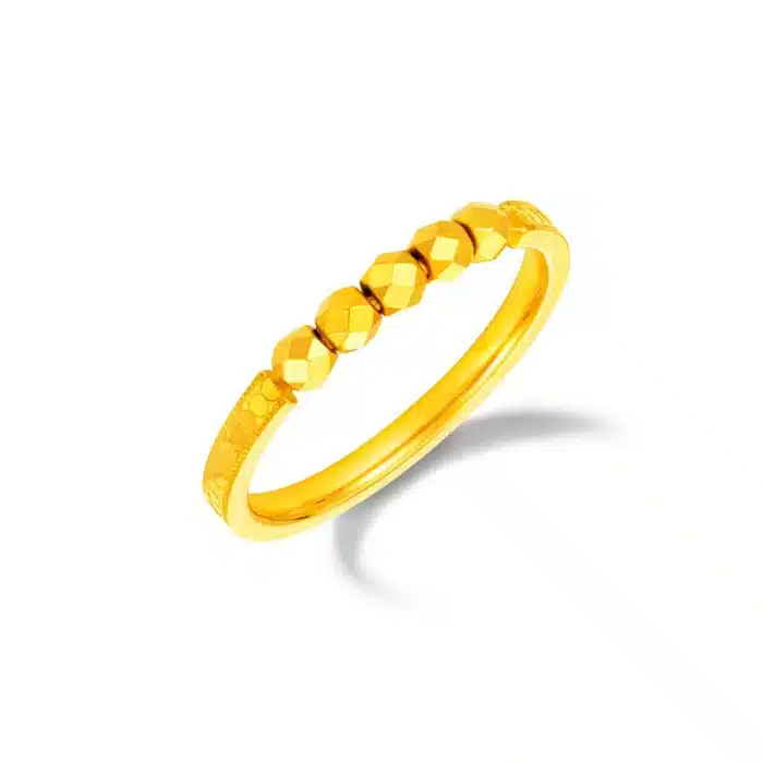 Sleek Beaded Band 999 Pure Gold Ring