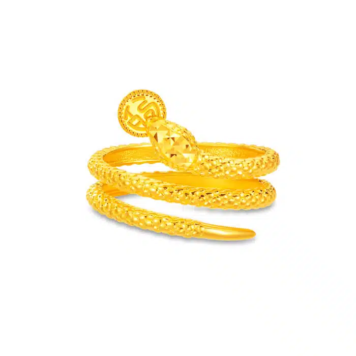 Coiled Serpent Treasure 999 Gold Ring