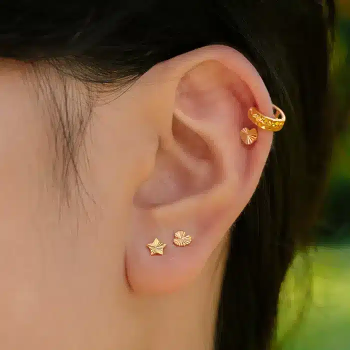 SK 916 Frilled Gold Earrings Set