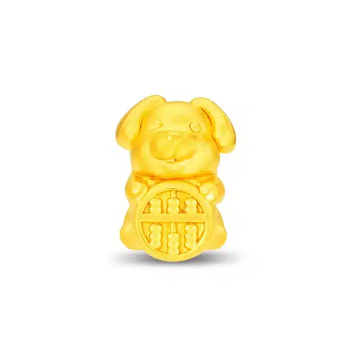 Dog of Fortune 999 Pure Gold Bracelet Charm