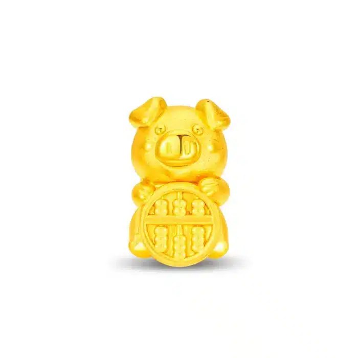 Pig of Fortune 999 Pure Gold Bracelet Charm